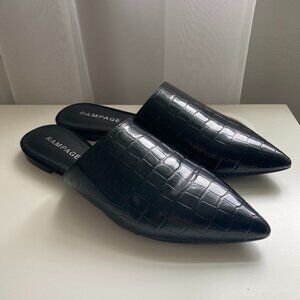 Rampage Women's Blaire Mule in Black Croco Embossed